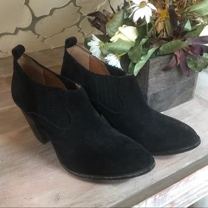 Frye Black Suede Cowboy Booties